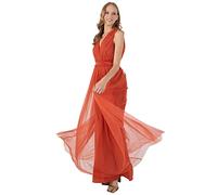 Anaya with Love Ladies Maxi Dress for Women Long V Neck with Frilly Faux Wrap for Wedding Guest Prom Evening Gown Bridesmaid Orange Size 18