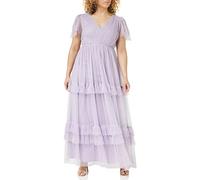 Anaya with Love Ladies Maxi Dress for Women Short Sleeve Evening Ball Gown Tiered V Neck Bow Tie Bridesmaid Wedding Guest Prom Long ,Dusty Lilac,24