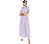 Anaya with Love Ladies Midaxi Dress for Women High Waist Keyhole Short Flutter Sleeve Crew Neckline for Wedding Guest Bridesmaids Prom Moody Lilac Size 12