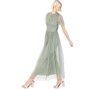 Anaya with Love Ladies Midaxi Dress for Women High Waist Keyhole Short Flutter Sleeve Crew Neckline for Wedding Guest Bridesmaids Prom Frosty Green Size 26