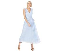 Anaya with Love Ladies Midaxi Dress for Women V Neckline Sleeveless Frilly for Wedding Guest Bridesmaid Prom Long High Empire Waist Tiered Light Blue Size 18