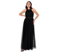 Anaya with Love Women's Ladies Maxi Dress Halter Neck Long Sleeveless with Belt A Line Evening Gown Ball Prom Wedding Guest Bridesmaid, Black, 10