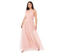 Anaya with Love Women's Ladies Maxi Dress Halter Neck Long Sleeveless with Belt A Line Evening Gown Ball Prom Wedding Guest Bridesmaid, Blush Peach, 14