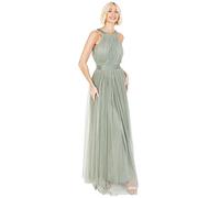 Anaya with Love Women's Ladies Maxi Dress Halter Neck Long Sleeveless with Belt A Line Evening Gown Ball Prom Wedding Guest Bridesmaid, Forest Green, 18