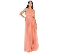 Anaya with Love Women's Ladies Maxi for Women Halter Neck Long Sleeveless Belt a Line Evening Gown Ball Prom Wedd Dress, Coral Pink, 18 UK