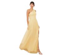 Anaya with Love Womens Ladies Maxi One Cold Shoulder Dress with Slit Split Sleeveless Prom Wedding Guest Bridesmaid Ball Evening Gown, Butter Yellow 18