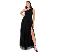 Anaya with Love Womens Ladies Maxi One Cold Shoulder Dress with Slit Split Sleeveless Prom Wedding Guest Bridesmaid Ball Evening Gown, Black 20