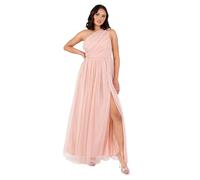 Anaya with Love Womens Ladies Maxi One Cold Shoulder Dress with Slit Split Sleeveless Prom Wedding Guest Bridesmaid Ball Evening Gown, Peach Blush 14