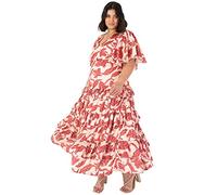 Anaya with Love Women's Ladies Midaxi for Women V Neckline Flutter Short Sleeve Ruffle Tiered Wedding Guest Evenin Dress, Floral, 30 UK