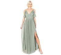 Anaya with Love Women's Ladies Women Long Length Maxi Short Sleeve Cami V Neckline Long Length Empire Waist Bridesmaid Dress, Frosty Green, 22 UK