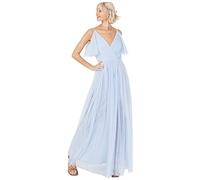 Anaya with Love Women's Ladies Women Long Length Maxi Short Sleeve Cami V Neckline Long Length Empire Waist Bridesmaid Dress, Light Blue, 14 UK