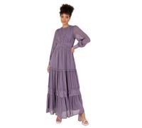 Anaya with Love Women's Maxi Dress Ladies Long Sleeves Round Neck Keyhole Lace High Waist Empire A-line for Wedding Guest Evening, Dusty Lavender, 8