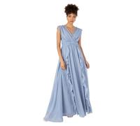 Anaya with Love Women's Maxi Dress Ladies Sleeveless V-Neck Waterfall Ruffle Lace for Wedding Guest Bridesmaid Evening Prom Ball Gown, Dusty Blue, 28
