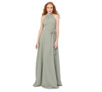 Anaya with Love Womens Maxi Ladies Sleeveless Halter Neck Waist Bow Tie Sash Belt Shirred Bridesmaid Wedding Guest Prom Ball Gown Dress, Frosty Green, 14 UK