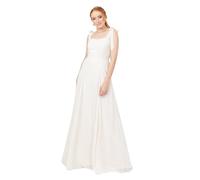 Anaya with Love Womens Maxi Ladies Sleeveless Square Neck Bow Tie Straps A-line Floral Shirred Back Bridesmaid Wedding Guest Prom Dress, Ivory, 12 UK