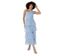 Anaya with Love Women's Midaxi Dress Ladies One Shoulder Sleeveless Tiered Skirt for Wedding Guest Bridesmaid Evening Occasion Ball Gown, Soft Blue, 8
