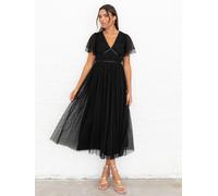 Anaya with Love Women's Ribbon Detail Midi Dress in Black | Size: 8 Anaya with Love Black 8