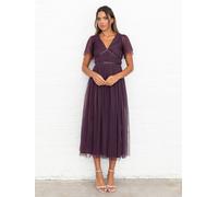 Anaya with Love Women's Ribbon Detail Midi Dress in Purple | Size: 8 Anaya with Love Purple 8