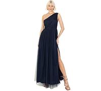Anaya with Love Women's Womens Ladies Maxi One Cold Shoulder Slit Split Sleeveless Prom Wedding Guest Bridesmaid Dress, Navy Blue, 16 UK