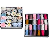 Anayra Drawer Organiser Divider - Foldable Storage Bins for Socks, Tie, Shirts - Collapsible Drawer Organisers for Home/Office, wardrobe Closet Organizers (Pack of 2)