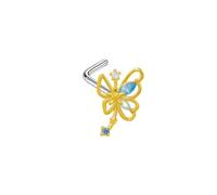ANAZOZ 20G 1PC Stainless Steel Nose Stud Piercing for Women | Bowknot and Heart with Cubic Zirconia,Gold Pink,Nickel Free,Hypoallergenic,Daily Wear