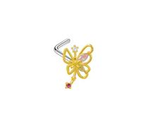 ANAZOZ 20G 1PC Stainless Steel Nose Stud Piercing for Women | Bowknot and Heart with Cubic Zirconia,Gold Pink,Nickel Free,Hypoallergenic,Daily Wear