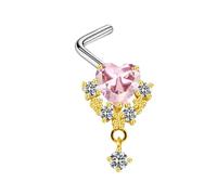 ANAZOZ 20G 1PC Women's Stainless Steel Nose Stud Bar | Hollow Butterfly with Cubic Zirconia,Gold Pink,Nickel Free,Hypoallergenic,Daily Wear