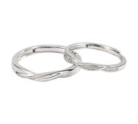 ANAZOZ 925 Sterling Silver Couple Wedding Ring Custom, Interweave with Cubic Zirconia, Women and Men Silver Ring Adjustable