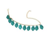 ANAZOZ Ankle Bracelets for Women Beach Resin, Chain with Petals, Anklet Bracelet for Women Adjustable 8.67 + 4.14 Inch, Blue Green