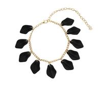 ANAZOZ Anklets for Women Resin, Chain with Petals, Anklet Bracelets for Women Adjustable 8.67 + 4.14 Inch, Black