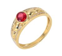 ANAZOZ Band Engagement Rings for Women Oval Shape with 0.4ct Created Ruby and Moissanite, Wedding Rings 14 Carat Gold for Women, Gold Red, Size X 1/2