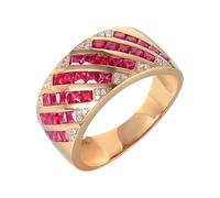ANAZOZ Band Wedding Rings Women Square with 1.96ct Created Ruby and Moissanite, Ring Yellow Gold 18K Women Wedding, Gold Red, Size U 1/2