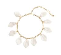 ANAZOZ Beach Anklet Bracelet for Women Resin, Chain with Petals, Womens Adjustable Anklets 8.67 + 4.14 Inch, White