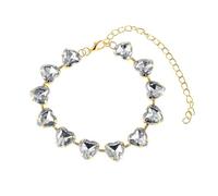 ANAZOZ Beach Anklet for Women Copper, Heart Shape with Cubic Zirconia, Anklet for Women Adjustable 8.27 + 3.94 Inch, White Gold
