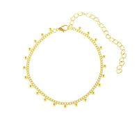 ANAZOZ Beach Foot Jewelry for Women Copper, Chain and Beads, Adjustable Anklets for Women Large Ankles 7.88 + 3.94 Inch, Gold