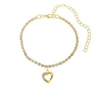 ANAZOZ Copper Beach Women Anklets, Hollow Heart with Cubic Zirconia, Adjustable Anklets for Women Large Ankles 8.27 + 3.94 Inch, Gold