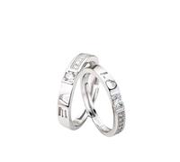 ANAZOZ Couple 925 Sterling Silver Eternity Ring Personalised, Letter Love with Cubic Zirconia, Mens and Womens Eternity Ring Adjuster Silver