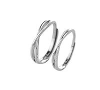 ANAZOZ Couple Sterling Silver Engagement Rings, Interweave, Engagement Ring Silver Adjustable for Him and Her