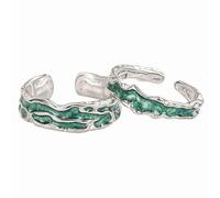 ANAZOZ Couple Wedding Rings Customizable Sterling Silver, Aurora, Him and Her Rings Silver Green Adjustable