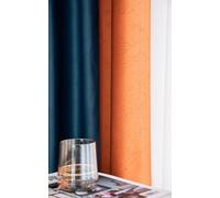 ANAZOZ Curtain Panel Grommets,2 x 52W x 63H,Window Curtains Blackout Set of 2 Splicing Geometric Pattern Window Drapes and Curtains Blackout Navy Blue Orange