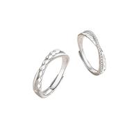 ANAZOZ Custom Engagement Ring Sets Women and Men 925 Sterling Silver, Interweave with Cubic Zirconia, Men and Women Promise Ring Adjuster Silver