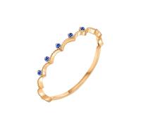 ANAZOZ Engagement Bands for Women Crown Shaped with Sapphire, 18ct Gold Band Rings for Women, Gold Blue, Size N 1/2