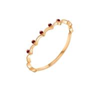 ANAZOZ Engagement Bands Women Crown Shaped with Ruby, Promise Ring 9Karat Gold Women, Gold Red, Size N 1/2