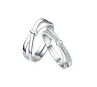 ANAZOZ Engagement Ring for Couple Sterling Silver, Interweave with Cubic Zirconia, Him and Her Adjustable Rings Silver