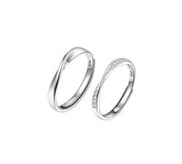 ANAZOZ Eternity Ring Couple Sterling Silver, Interweave with Cubic Zirconia, Mens and Womens Promise Ring Adjuster Silver