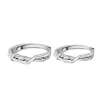 ANAZOZ Eternity Ring Set Couple Sterling Silver, Interweave, Women and Men Wedding Band Adjustable Silver