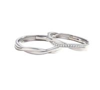 ANAZOZ Eternity Rings Women and Men Sterling Silver, Interweave with Cubic Zirconia, Adjustable Wedding Rings for Men and Women Silver