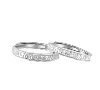 ANAZOZ Men and Women 925 Sterling Silver Wedding Ring, Geometric Lines, Promise Ring Adjustable Silver for Him and Her