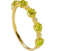 ANAZOZ Promise Ring for Women Round with Peridot and Moissanite, Women Gold Rings 18 ct, Gold Olive Green, Size O 1/2