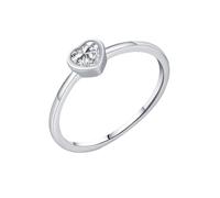 ANAZOZ Ring Wedding Women 4x4mm Heart with Moissanite, Engagement Ring 9 Carat White Gold for Women, Silver, Size P 1/2